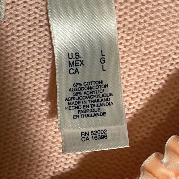 Retro Knit Pink Cardigan Velvet Trim Pastel Stripes L Crazy Horse Liz Claiborne - Picture 4 of 10